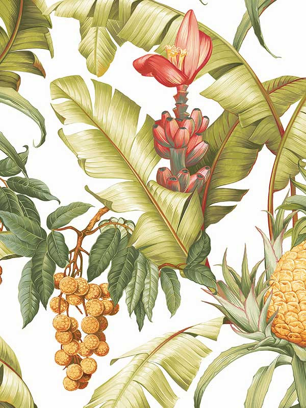 Pineapple Floral Peel and Stick wallpaper in off white color - pattern number NW46305 - by NextWall in the Peel and Stick Wallpaper by Nextwall collection