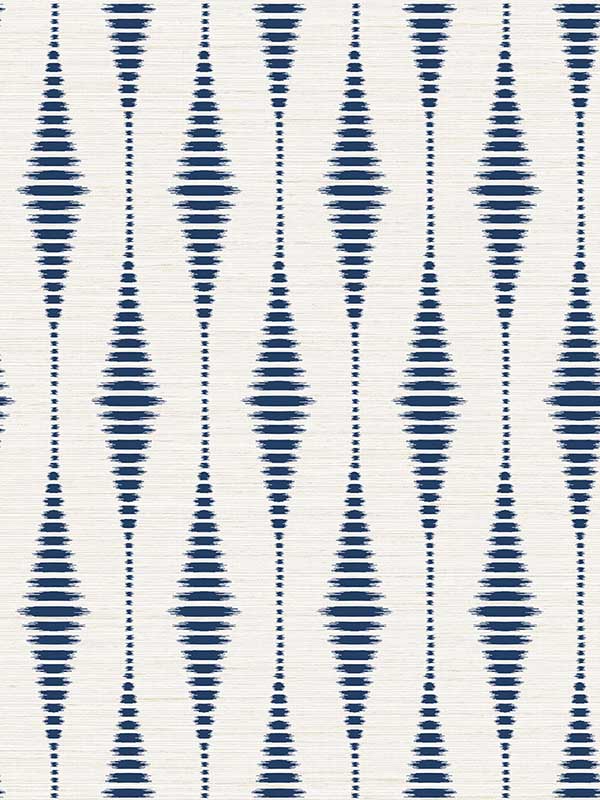 Striped Ikat Peel and Stick wallpaper in navy blue and linen color - pattern number NW46402 - by NextWall in the Peel and Stick Wallpaper by Nextwall collection