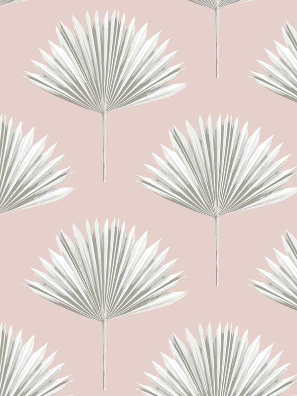 Tropical Fan Palm Peel and Stick fabric in pink mist color - pattern number NW46501 - by NextWall in the Peel and Stick Wallpaper by Nextwall collection