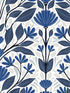 Folk Floral Peel and Stick wallpaper in blue sapphire and pavestone color - pattern number NW47102 - by NextWall in the Peel and Stick Wallpaper by Nextwall collection