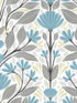 Folk Floral Peel and Stick wallpaper in blue patina and wheat color - pattern number NW47104 - by NextWall in the Peel and Stick Wallpaper by Nextwall collection