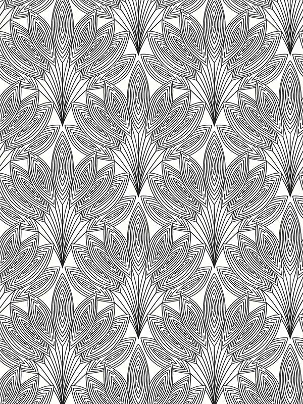 Peacock Leaves Peel and Stick wallpaper in ebony color - pattern number NW47300 - by NextWall in the Peel and Stick Wallpaper by Nextwall collection