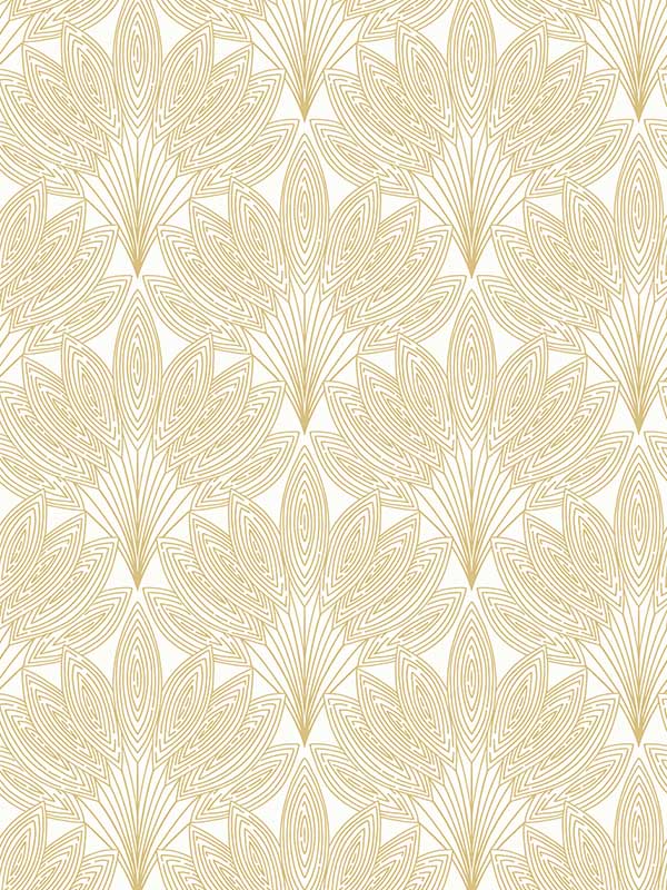Peacock Leaves Peel and Stick wallpaper in metallic gold color - pattern number NW47305 - by NextWall in the Peel and Stick Wallpaper by Nextwall collection