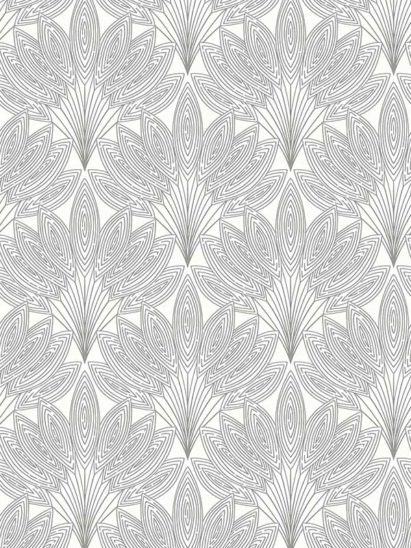 Peacock Leaves Peel and Stick wallpaper in metallic silver color - pattern number NW47308 - by NextWall in the Peel and Stick Wallpaper by Nextwall collection