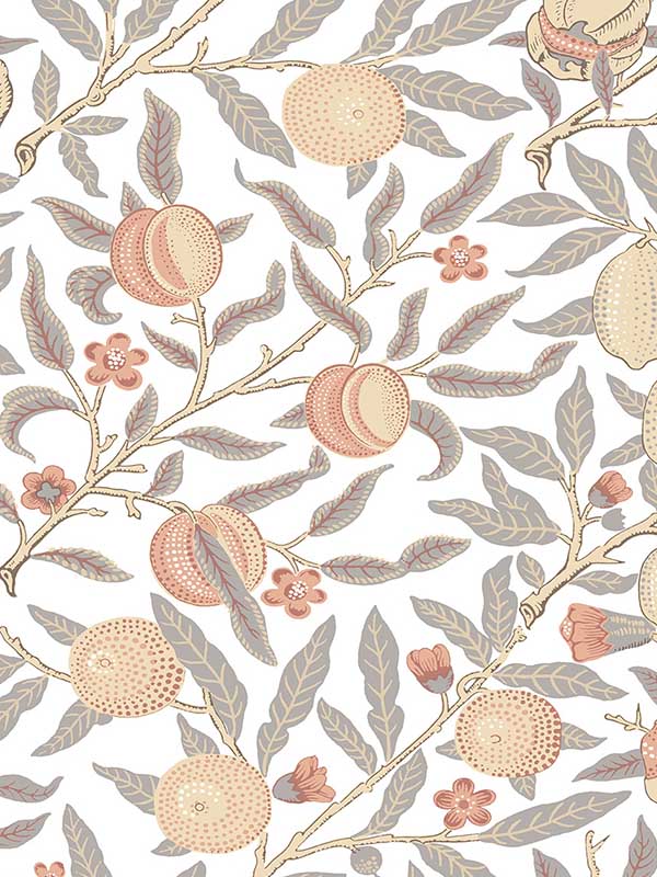 Pomegranate Peel and Stick wallpaper in daydream grey and melon color - pattern number NW48003 - by NextWall in the Peel and Stick Wallpaper by Nextwall collection