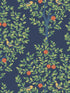 Fruit Tree Peel and Stick wallpaper in navy blue and greenery color - pattern number NW48102 - by NextWall in the Peel and Stick Wallpaper by Nextwall collection