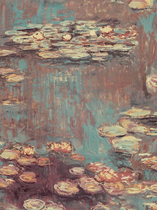 Lily Pond Peel and Stick wallpaper in rust and deep sea color - pattern number NW50006 - by NextWall in the Peel and Stick Wallpaper by Nextwall collection