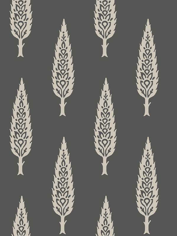 Juniper Tree wallpaper in black and taupe color - pattern number SS2607 - by York in the Inspired by Color Black and White III collection