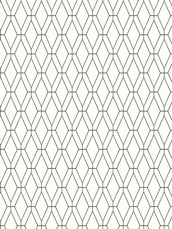 Diamond Lattice wallpaper in black color - pattern number SW7518 - by York in the Inspired by Color Black and White III collection