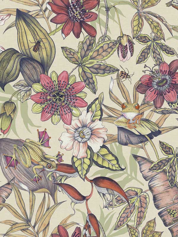 Rainforest fabric in cream color - pattern number BL1704 - by York in the Blooms Second Edition collection