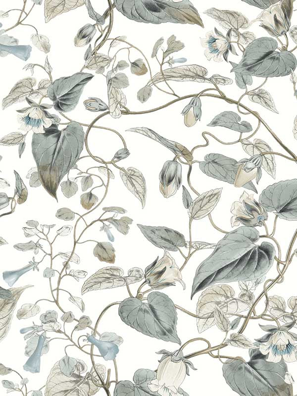 Moon Flower fabric in white and blue color - pattern number BL1715 - by York in the Blooms Second Edition collection