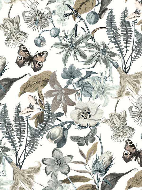Butterfly House fabric in white and blue color - pattern number BL1722 - by York in the Blooms Second Edition collection