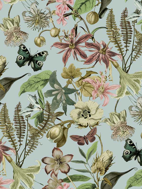 Butterfly House fabric in sky blue color - pattern number BL1725 - by York in the Blooms Second Edition collection