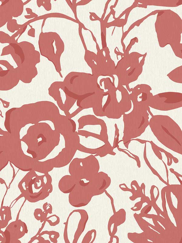 Brushstroke Floral fabric in coral color - pattern number BL1731 - by York in the Blooms Second Edition collection