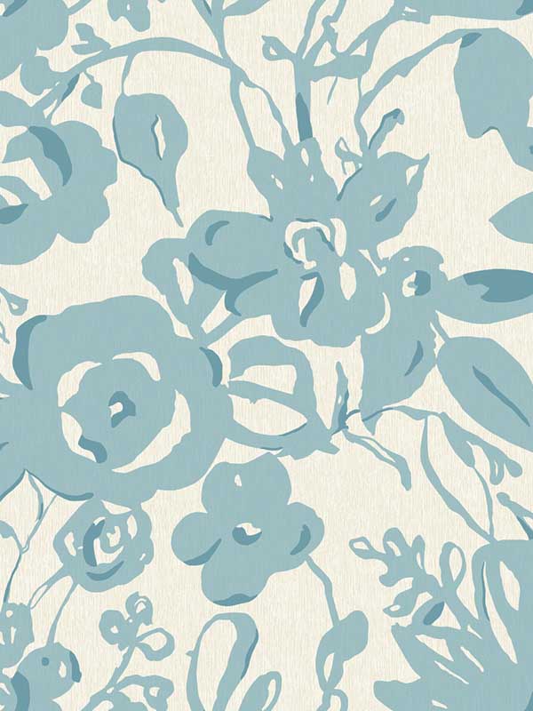 Brushstroke Floral fabric in aqua color - pattern number BL1736 - by York in the Blooms Second Edition collection