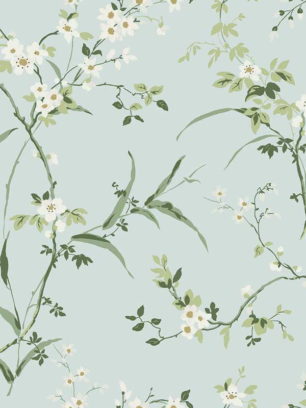 Blossom Branches fabric in spa blue color - pattern number BL1742 - by York in the Blooms Second Edition collection
