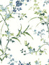 Blossom Branches fabric in white and blue color - pattern number BL1744 - by York in the Blooms Second Edition collection