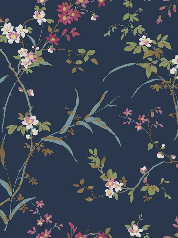 Blossom Branches fabric in navy color - pattern number BL1745 - by York in the Blooms Second Edition collection