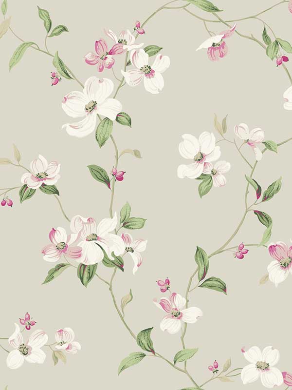 Dogwood wallpaper in taupe color - pattern number BL1763 - by York in the Blooms Second Edition collection