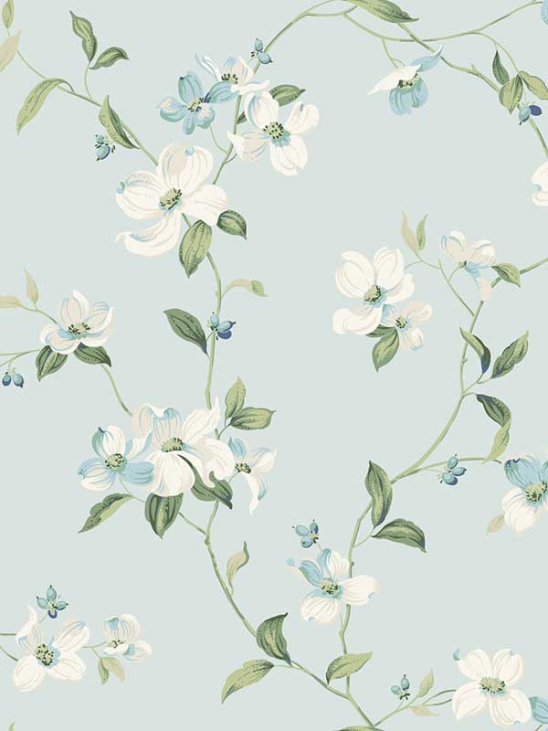 Dogwood wallpaper in light blue color - pattern number BL1765 - by York in the Blooms Second Edition collection