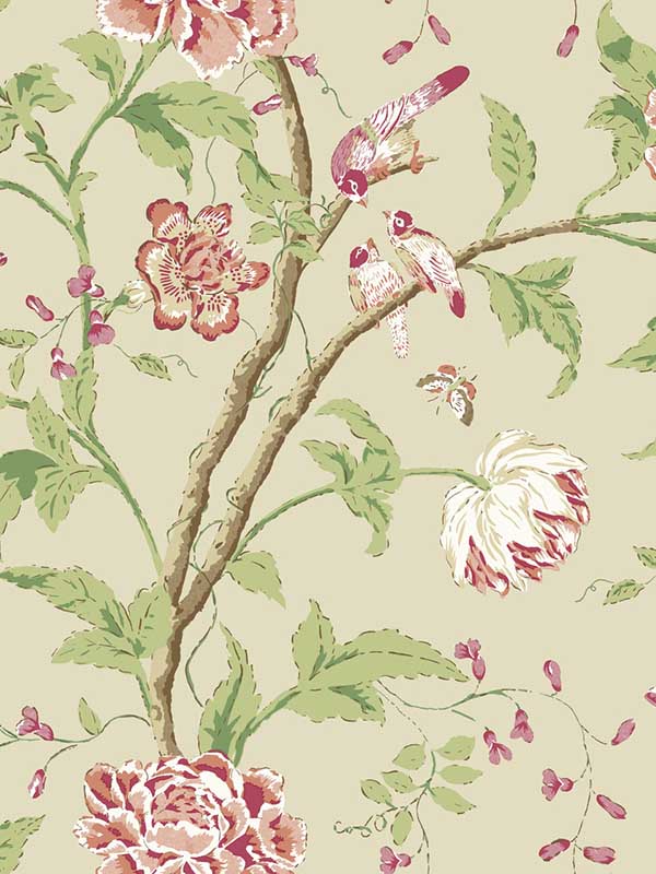Teahouse Floral wallpaper in cream and coral color - pattern number BL1781 - by York in the Blooms Second Edition collection