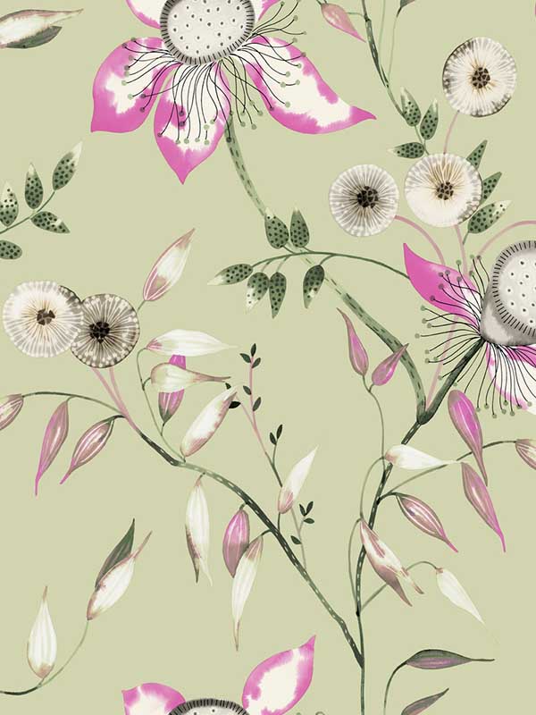 Dream Blossom wallpaper in light green color - pattern number BL1791 - by York in the Blooms Second Edition collection
