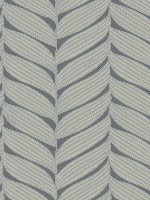 Luminous Leaves fabric in charcoal and silver color - pattern number MD7163 - by Antonina Vella in the Modern Metals Second Edition collection