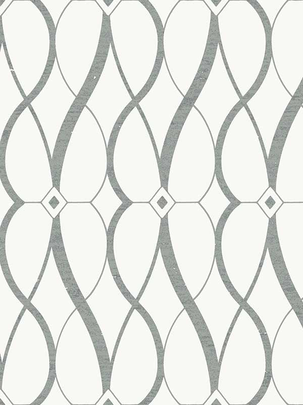 Graceful Geo wallpaper in white and silver color - pattern number MD7173 - by Antonina Vella in the Modern Metals Second Edition collection