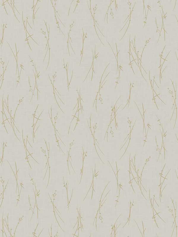Sprigs wallpaper in light grey and gold color - pattern number MD7191 - by Antonina Vella in the Modern Metals Second Edition collection