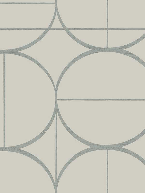 Sun Circles wallpaper in taupe and silver color - pattern number MD7201 - by Antonina Vella in the Modern Metals Second Edition collection