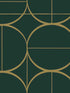Sun Circles wallpaper in emerald and gold color - pattern number MD7203 - by Antonina Vella in the Modern Metals Second Edition collection