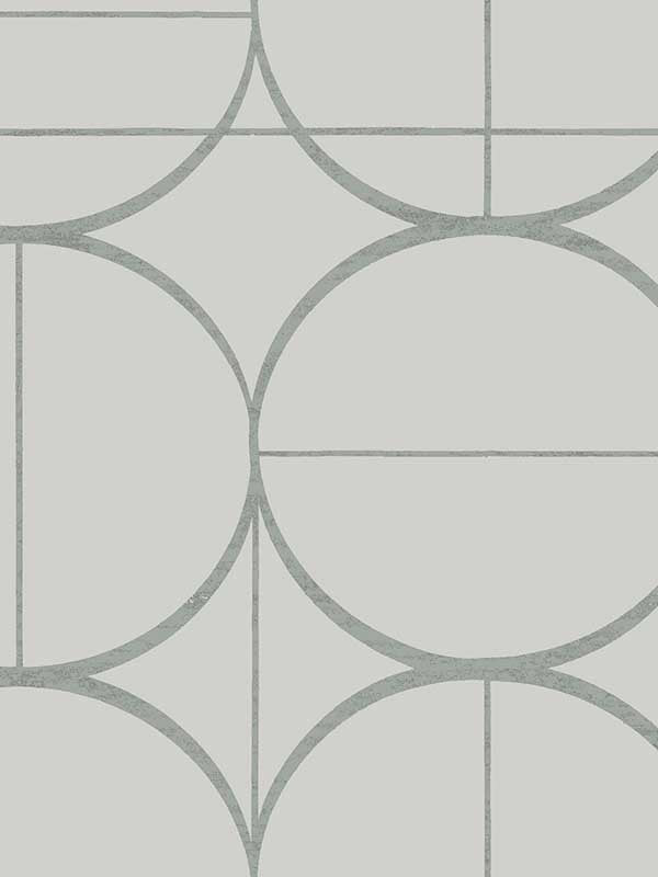 Sun Circles wallpaper in fog and silver color - pattern number MD7205 - by Antonina Vella in the Modern Metals Second Edition collection