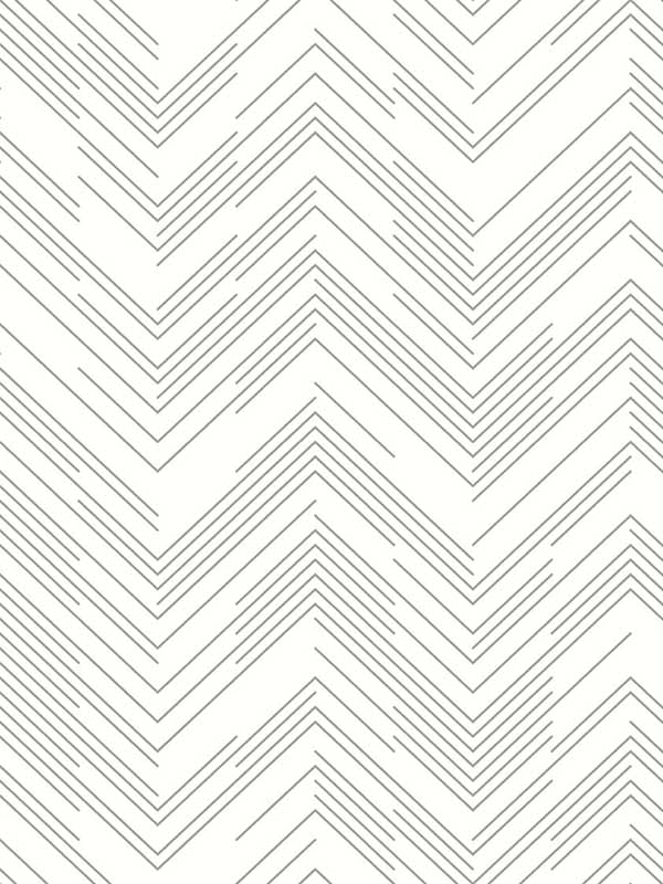 Polished Chevron wallpaper in white and silver color - pattern number MD7223 - by Antonina Vella in the Modern Metals Second Edition collection