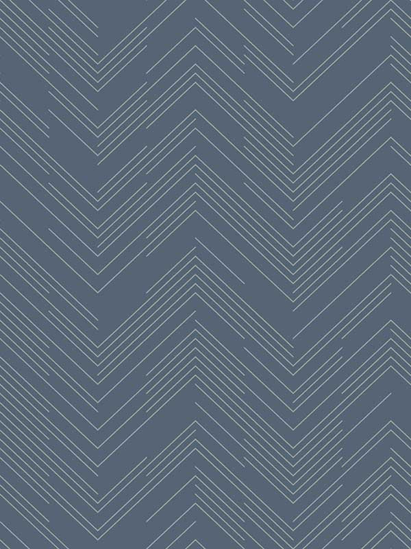 Polished Chevron wallpaper in blue and silver color - pattern number MD7224 - by Antonina Vella in the Modern Metals Second Edition collection