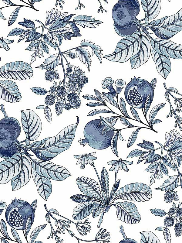 Cecilia Fruit fabric in blue color - pattern number 4120-26811 - by A Street Prints in the Middleton collection