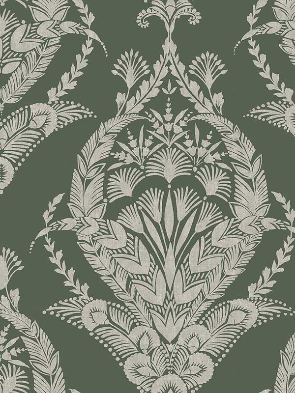 Arlie Botanical Damask fabric in evergreen color - pattern number 4120-26821 - by A Street Prints in the Middleton collection