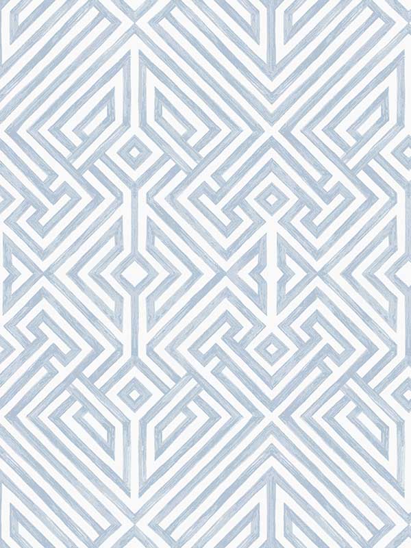 Lyon Geometric Key fabric in blue color - pattern number 4120-26847 - by A Street Prints in the Middleton collection