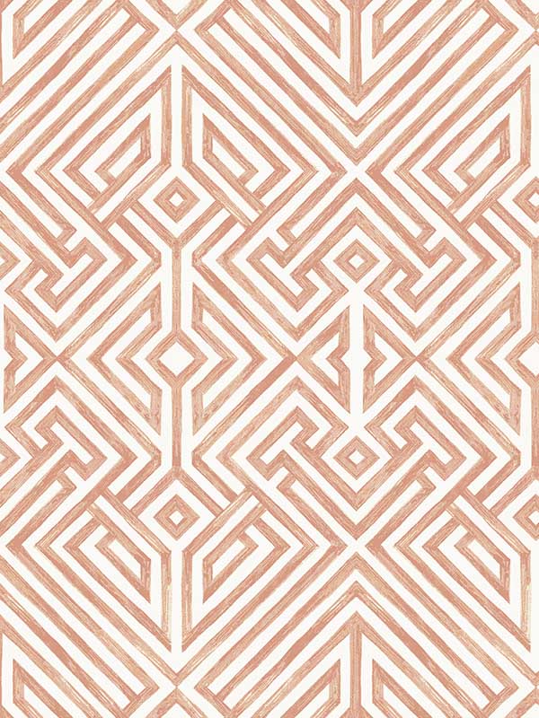 Lyon Geometric Key fabric in coral color - pattern number 4120-26848 - by A Street Prints in the Middleton collection