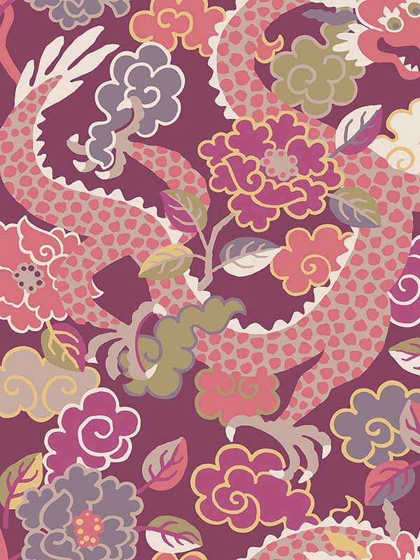Yanci Dragon wallpaper in plum color - pattern number 4120-72009 - by A Street Prints in the Middleton collection