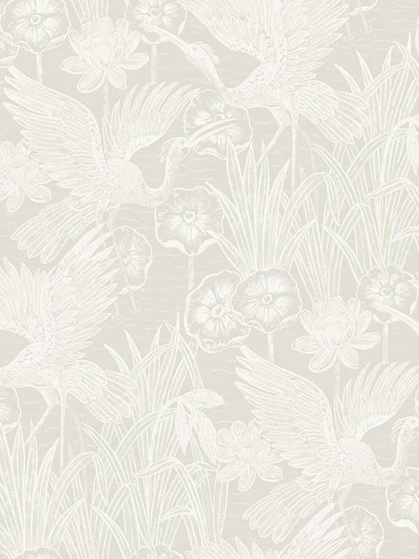 Marsh Cranes fabric in daylight color - pattern number EW11010 - by Seabrook in the White Heron collection