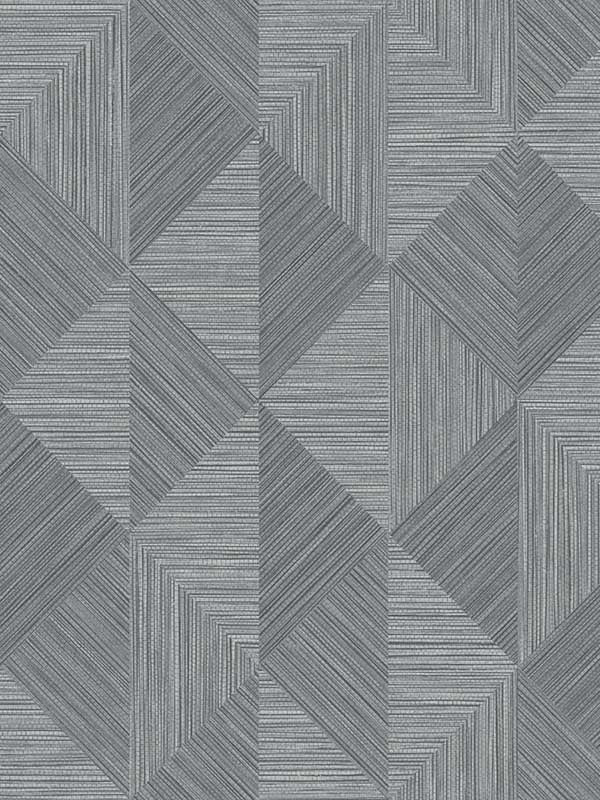 Diamond Inlay wallpaper in charcoal grass color - pattern number EW11700 - by Seabrook in the White Heron collection