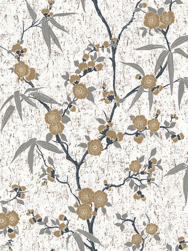 Blossom Cork wallpaper in gold chip color - pattern number EW11905 - by Seabrook in the White Heron collection