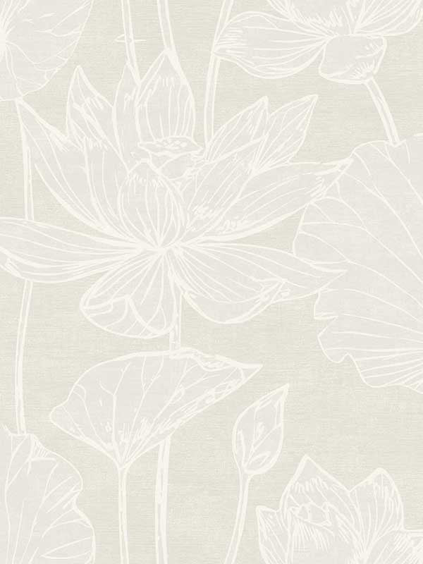 Water Lilies fabric in pearlescent color - pattern number EW12005 - by Seabrook in the White Heron collection