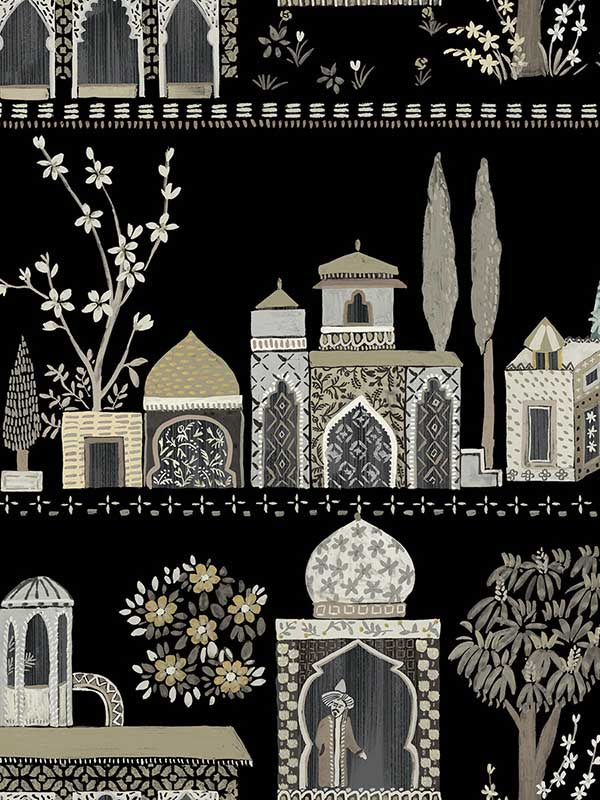 Medina wallpaper in raven color - pattern number WTK20108.WT.0 - by Winfield Thybony in the The Keys collection
