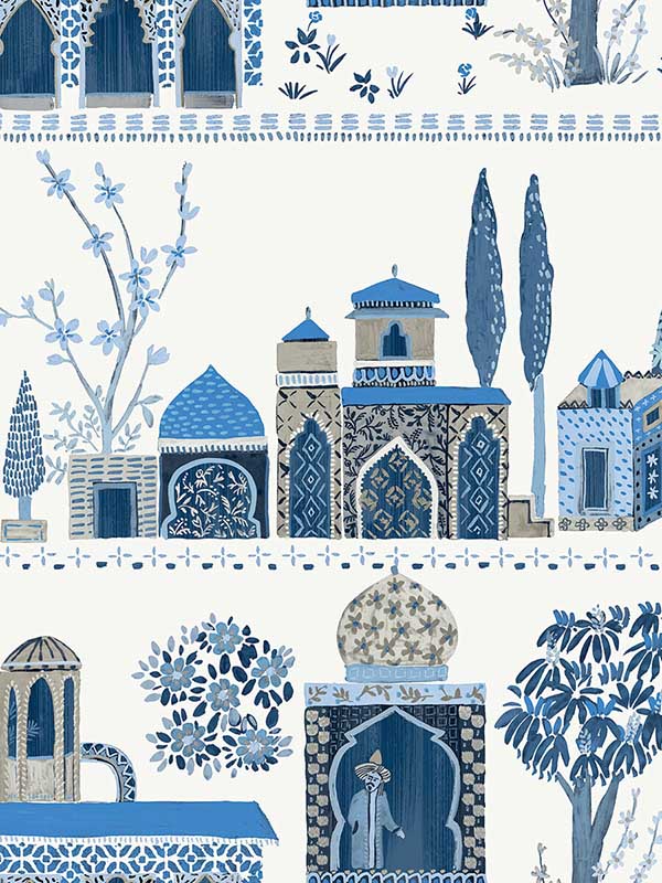 Medina wallpaper in azraq color - pattern number WTK20112.WT.0 - by Winfield Thybony in the The Keys collection