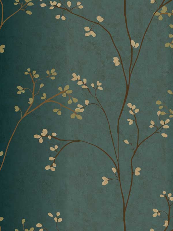 Vertical Blossoms fabric in teal metallic color - pattern number BR6224 - by York in the Inspired by Color Earthy Tones collection