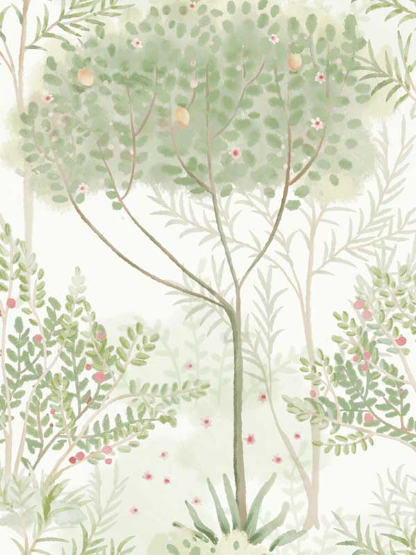 Orchard wallpaper in white and green color - pattern number MN1822 - by York in the Inspired by Color Earthy Tones collection