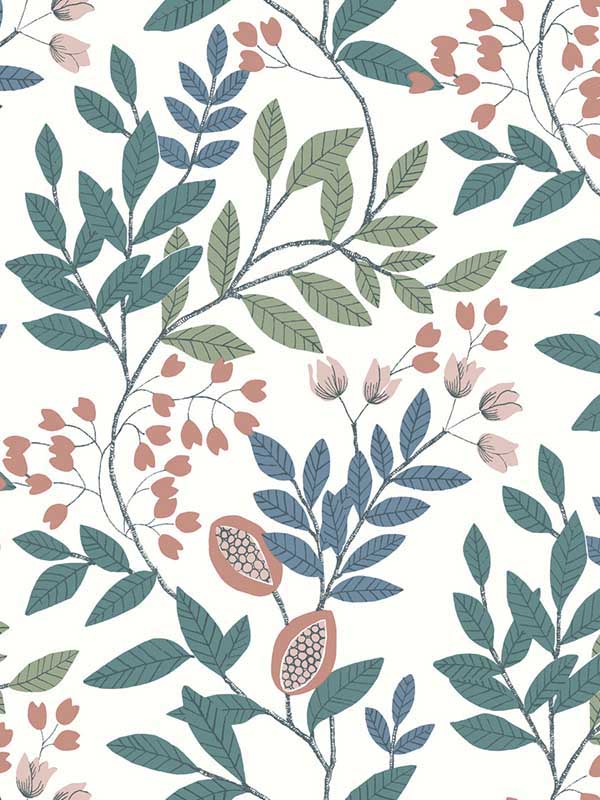 Eden Retreat wallpaper in pink and teal color - pattern number MN1843 - by York in the Inspired by Color Earthy Tones collection
