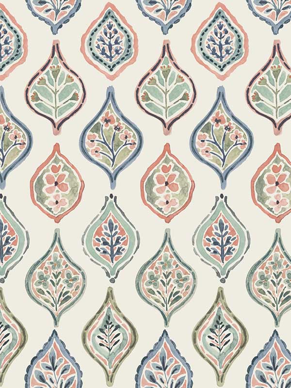 Marketplace Motif wallpaper in off white and green color - pattern number MN1853 - by York in the Inspired by Color Earthy Tones collection