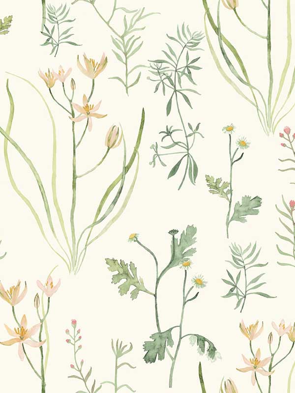 Alpine Botanical wallpaper in white color - pattern number NR1565 - by York in the Inspired by Color Earthy Tones collection